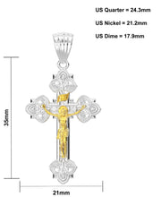 Men's 925 Sterling Silver High Polished Fleur-De-Lis Crucifix Cross Pendant Necklace, 37mm - US Jewels