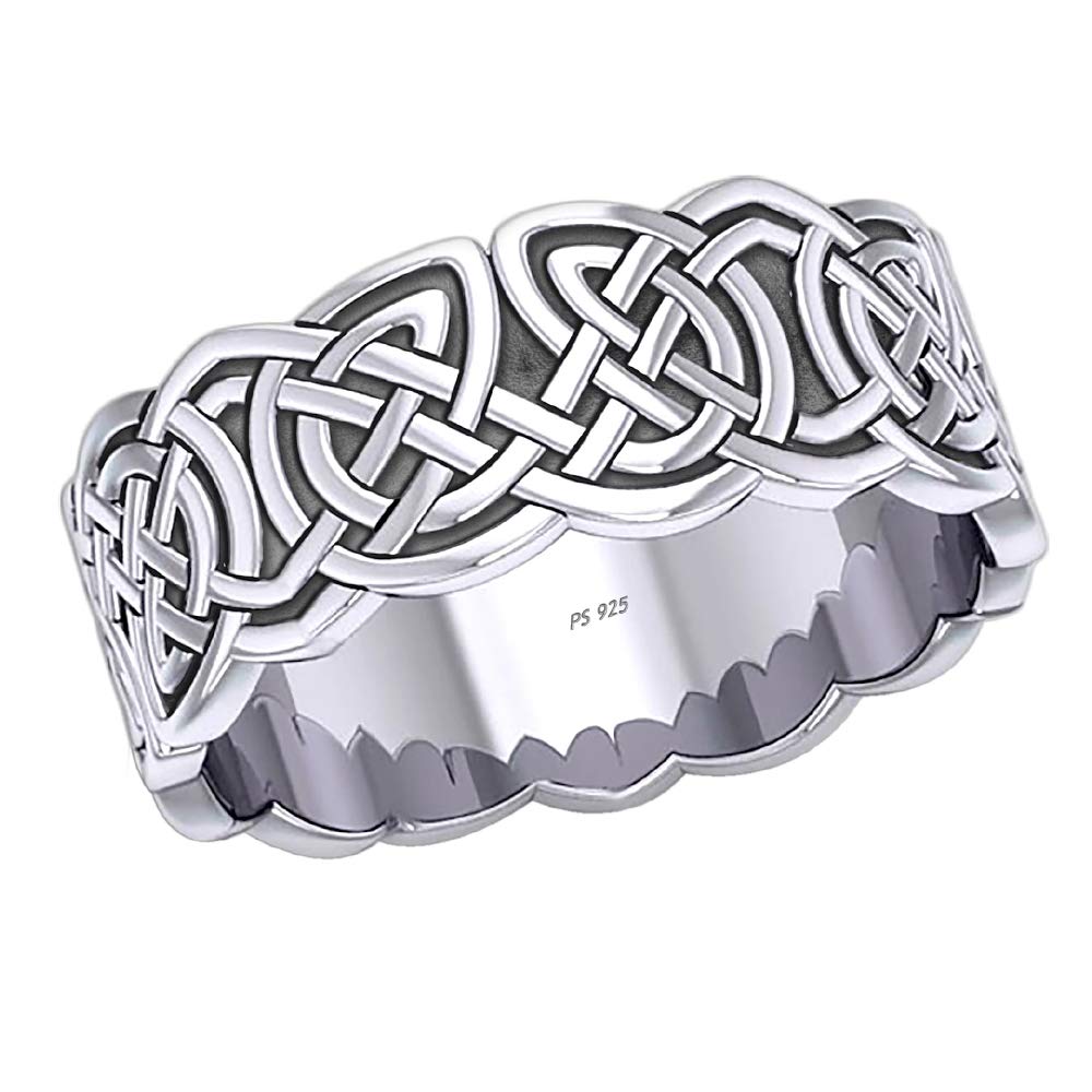 Men's 925 Sterling Silver Irish Celtic Endless or Love Knot Ring Band - US Jewels