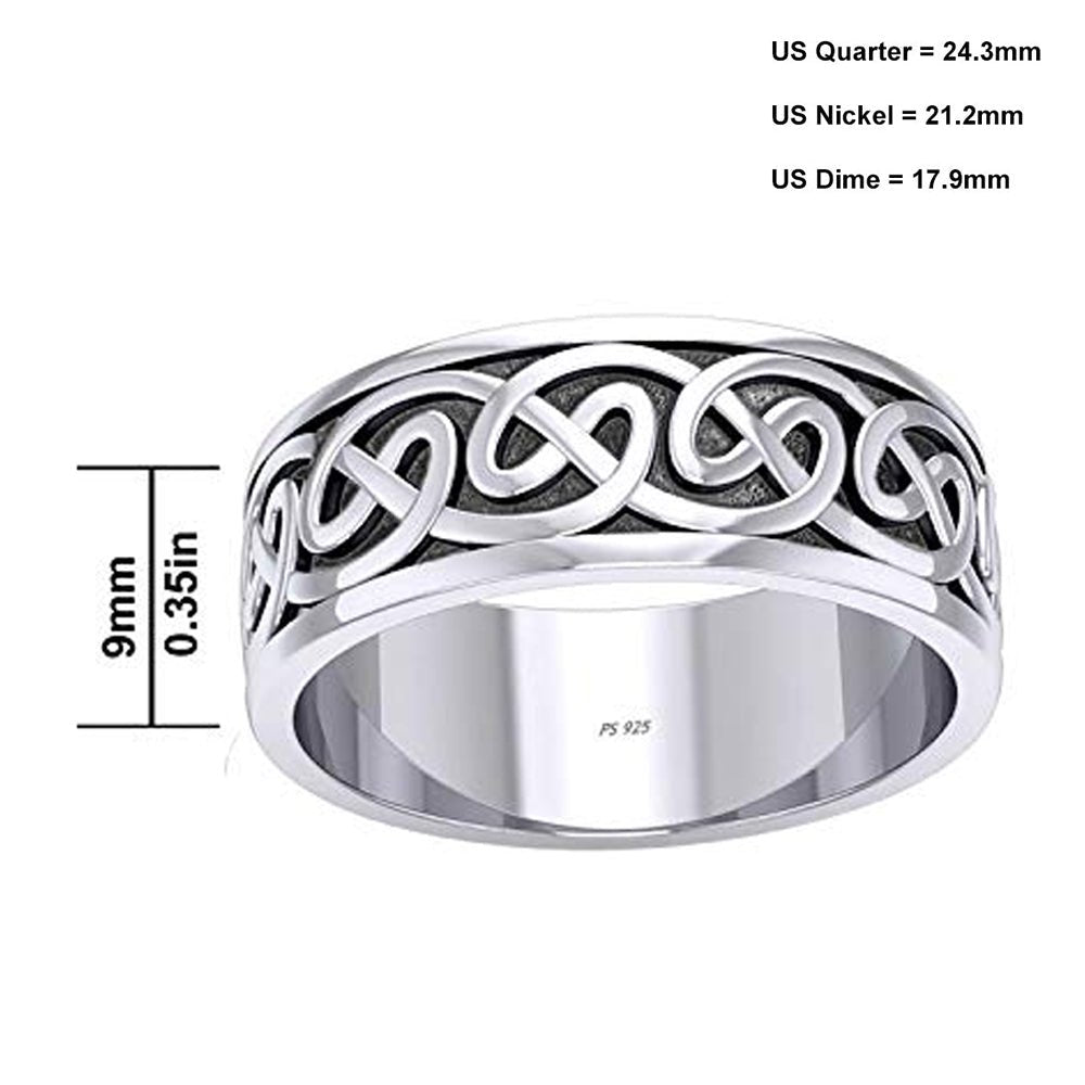 Men's 925 Sterling Silver Irish Celtic Knot Ring Band - US Jewels
