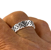Men's 925 Sterling Silver Irish Celtic Knot Wedding Ring Band - US Jewels