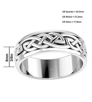 Men's 925 Sterling Silver Irish Celtic Knot Wedding Spinner Ring Band - US Jewels