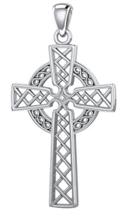 Men's 925 Sterling Silver Irish Celtic Knotwork Cross Pendant Necklace - US Jewels