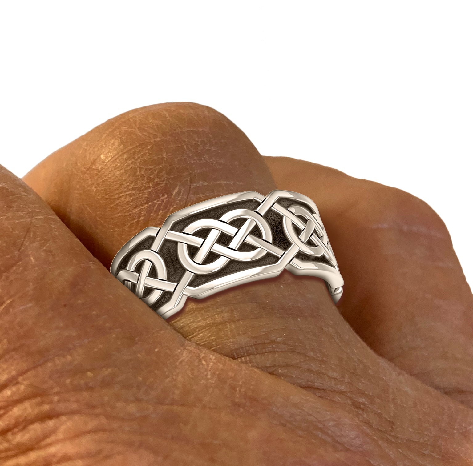 Men's 925 Sterling Silver Irish Celtic Knotwork Ring Band - US Jewels