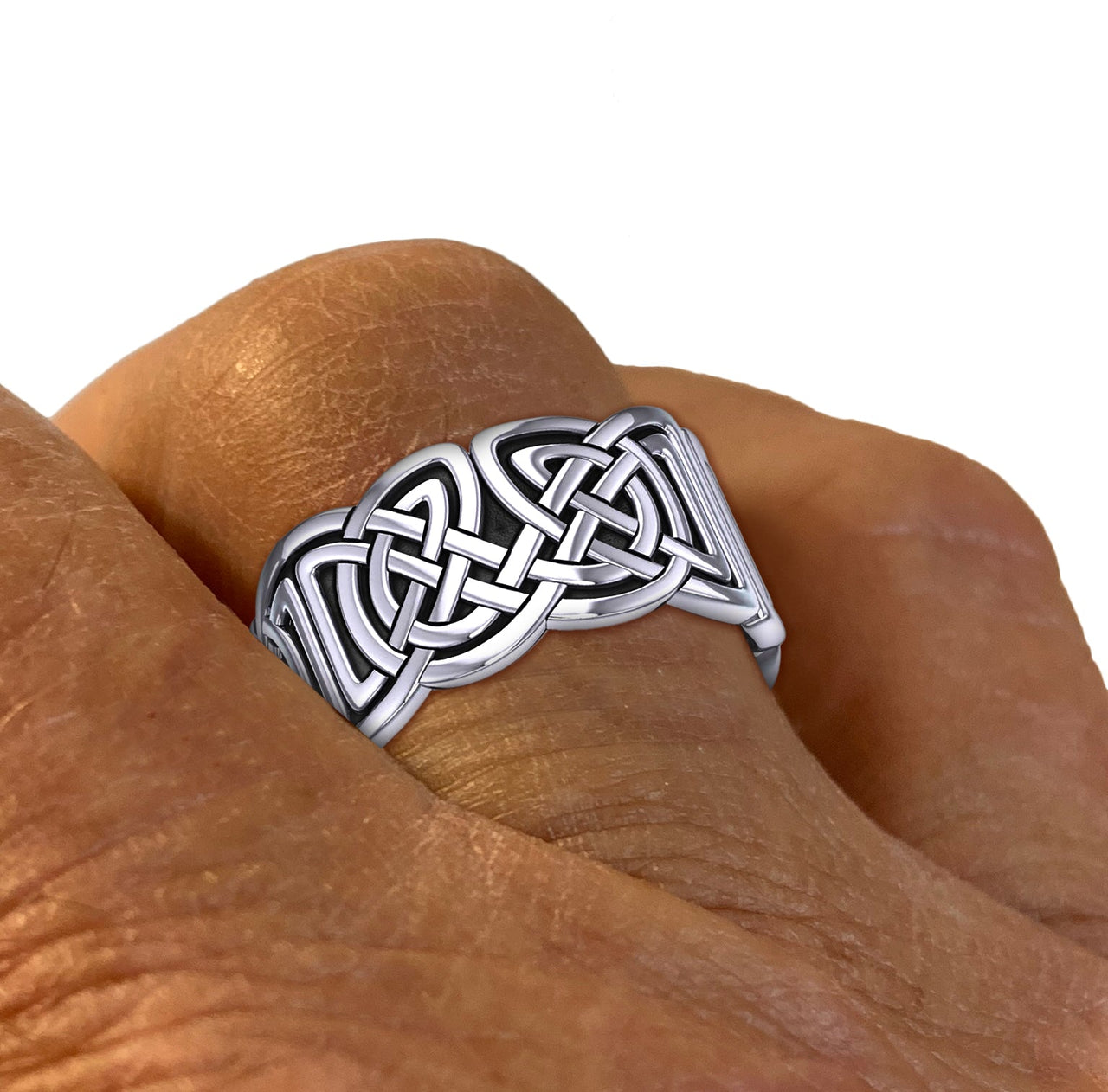 Men's 925 Sterling Silver Irish Celtic Knotwork Ring Band - US Jewels