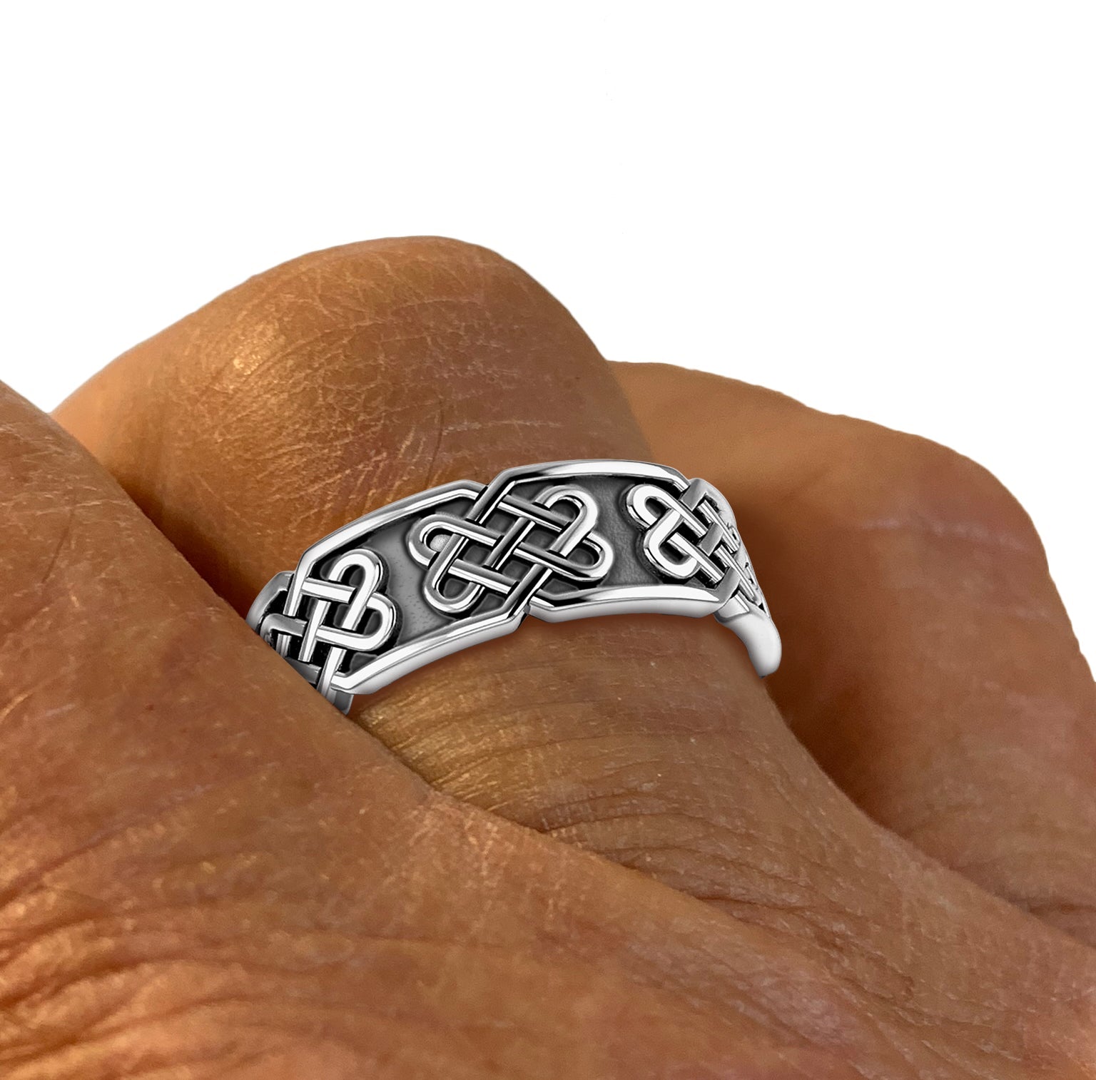 Men's 925 Sterling Silver Irish Celtic Love Knot Ring Band - US Jewels