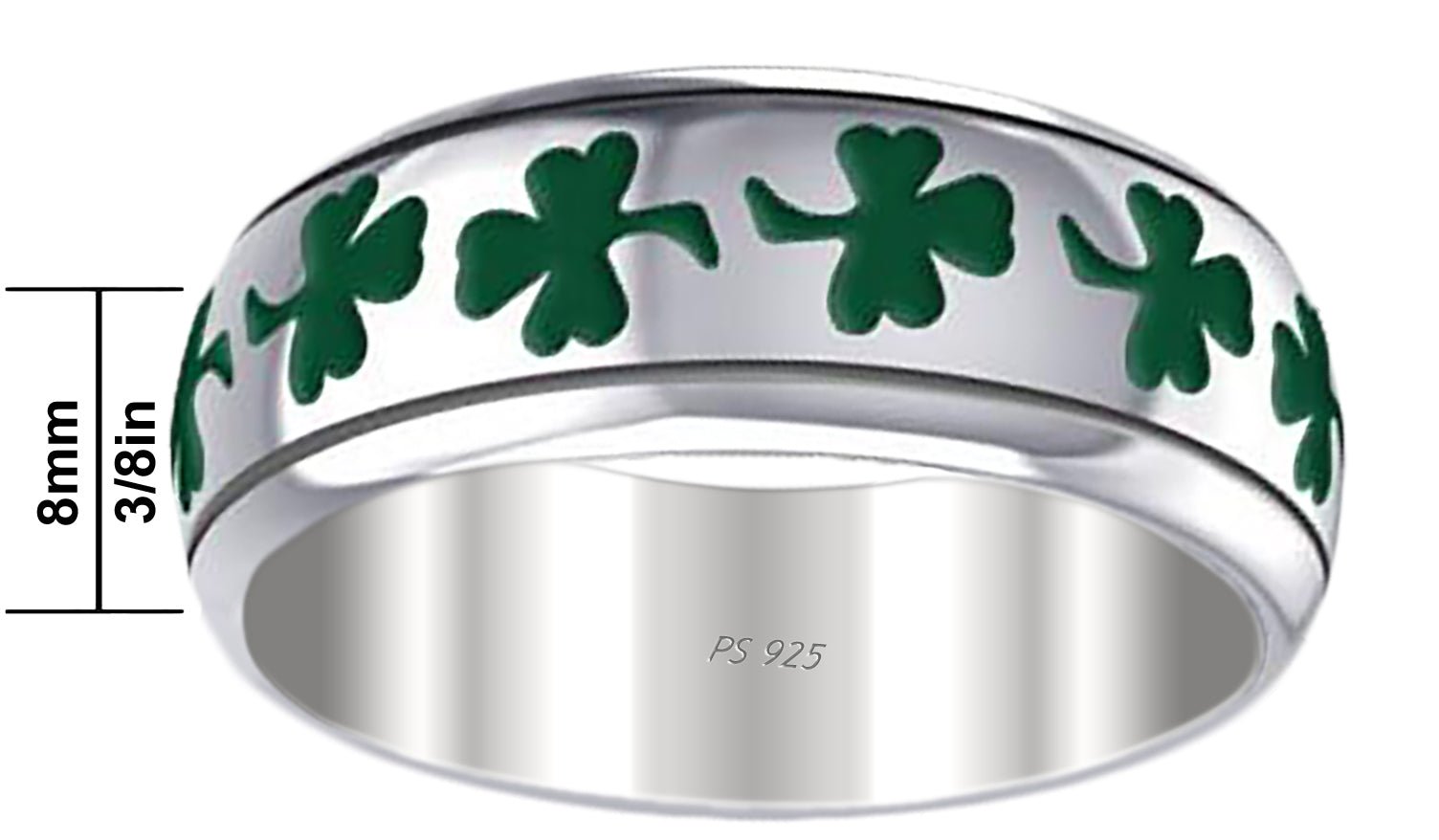 Sterling Silver Four Leaf Clover Ring - Green Shamrock St. Patrick's Day Celtic Knot Ring For Women, Size 10