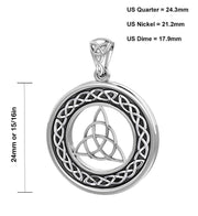 Men's 925 Sterling Silver Irish Celtic Trinity and Love Knot Pendant Necklace - US Jewels