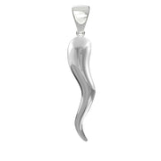 Men's 925 Sterling Silver Italian Horn Cornicello Amulet Pendant Necklace, 35mm - US Jewels