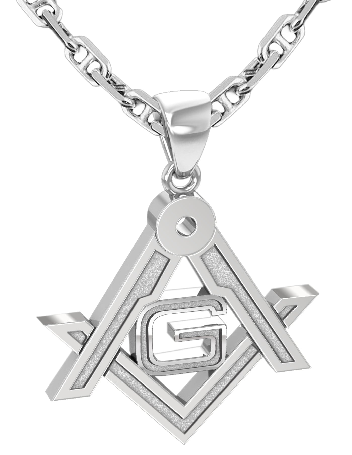 Men's 925 Sterling Silver Masonic Pendant Necklace, 35mm - US Jewels