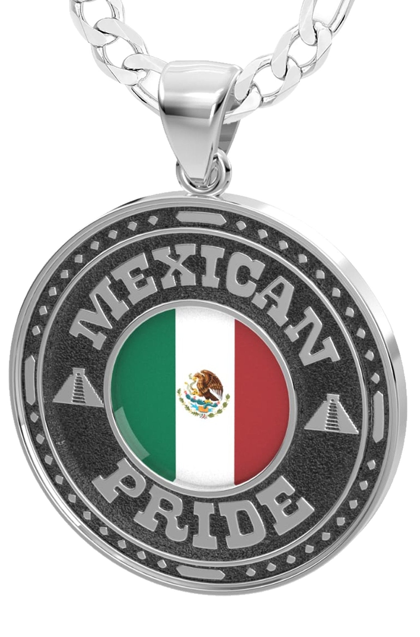 Mexican Flag Medal - 925 Silver Medal Pendant For Men