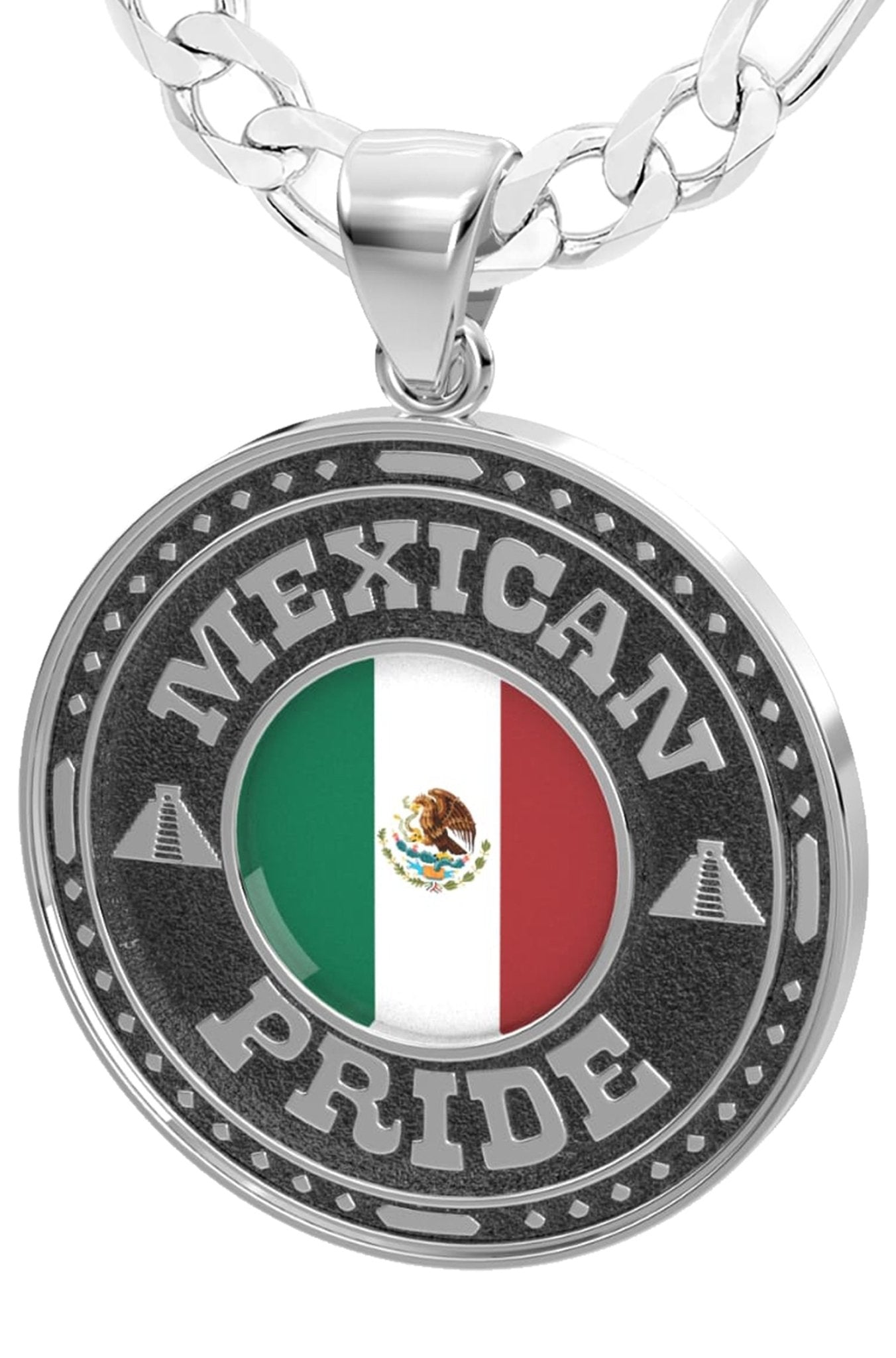 Mexican Flag Medal - 925 Silver Medal Pendant For Men