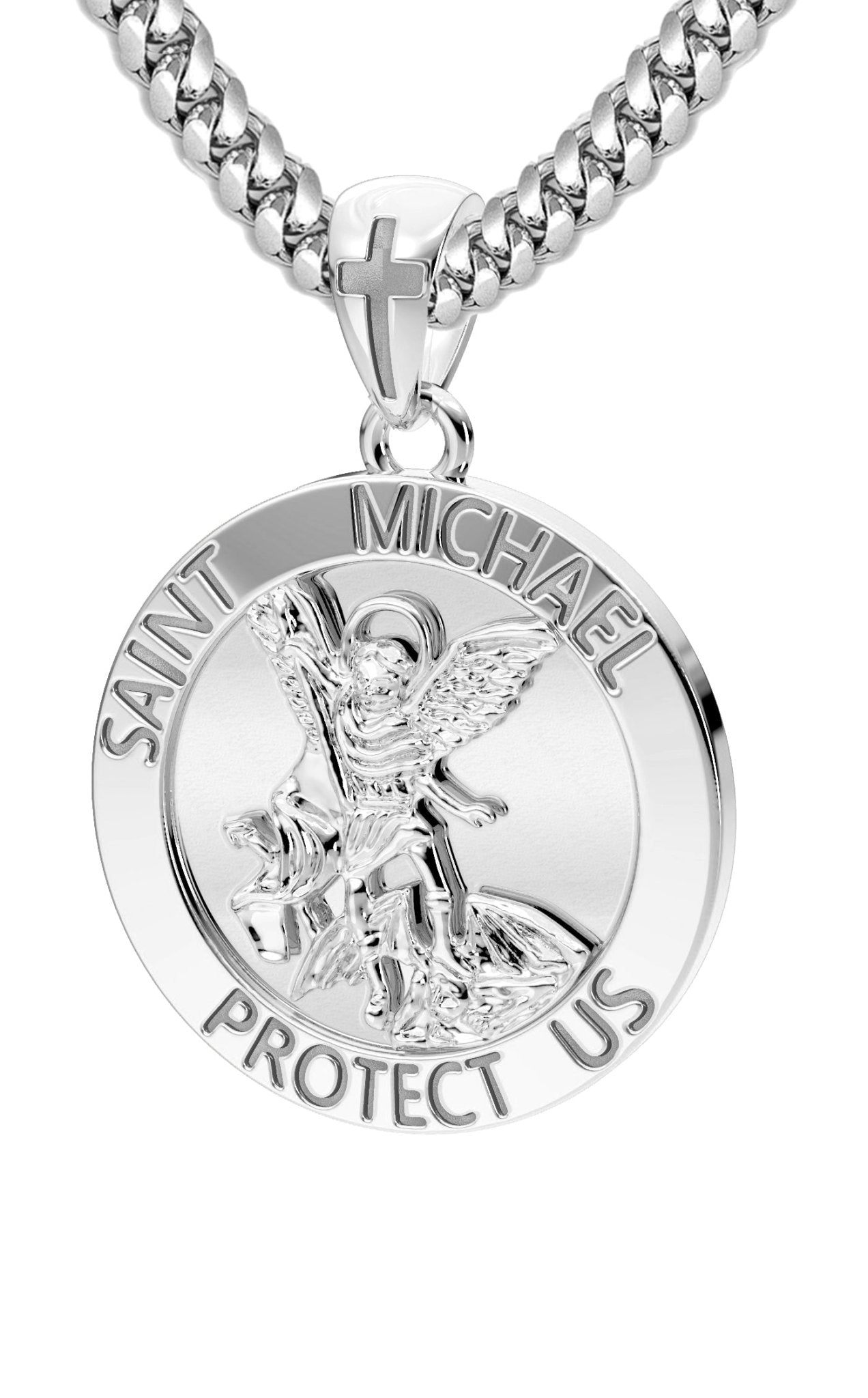 Saint Michael Round good Gold Over Sterling Silver Medal