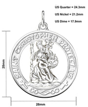 Men's 925 Sterling Silver Saint Christopher Round Polished Pendant Necklace, 28mm - US Jewels