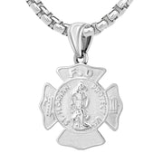 Men's 925 Sterling Silver Saint Florian Customizable Firefighter Pendant Necklace, 30mm - US Jewels