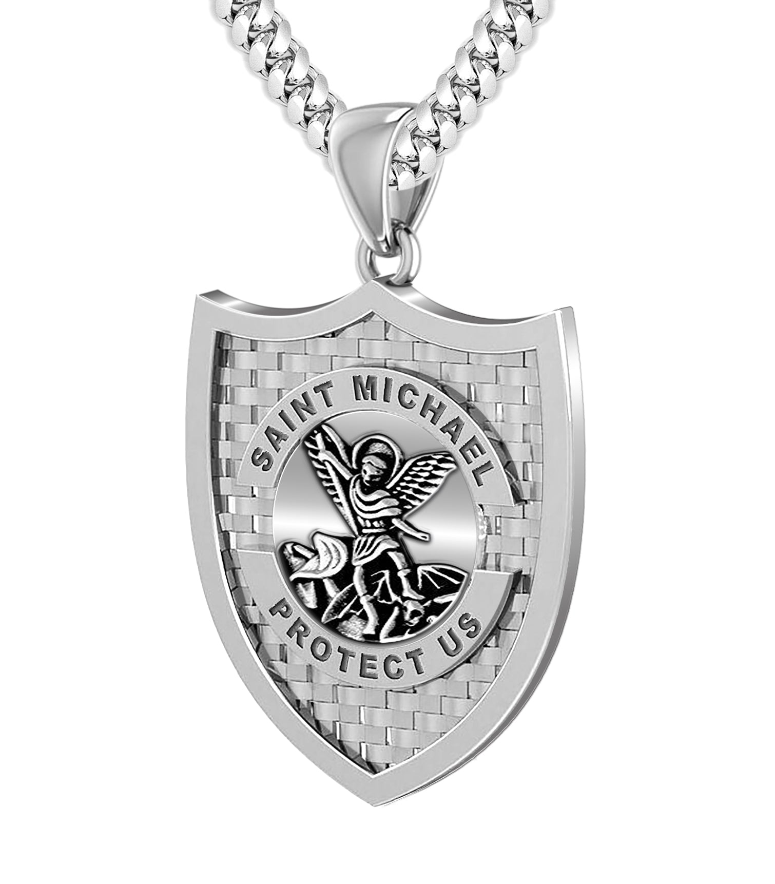 St michael store necklace sterling silver