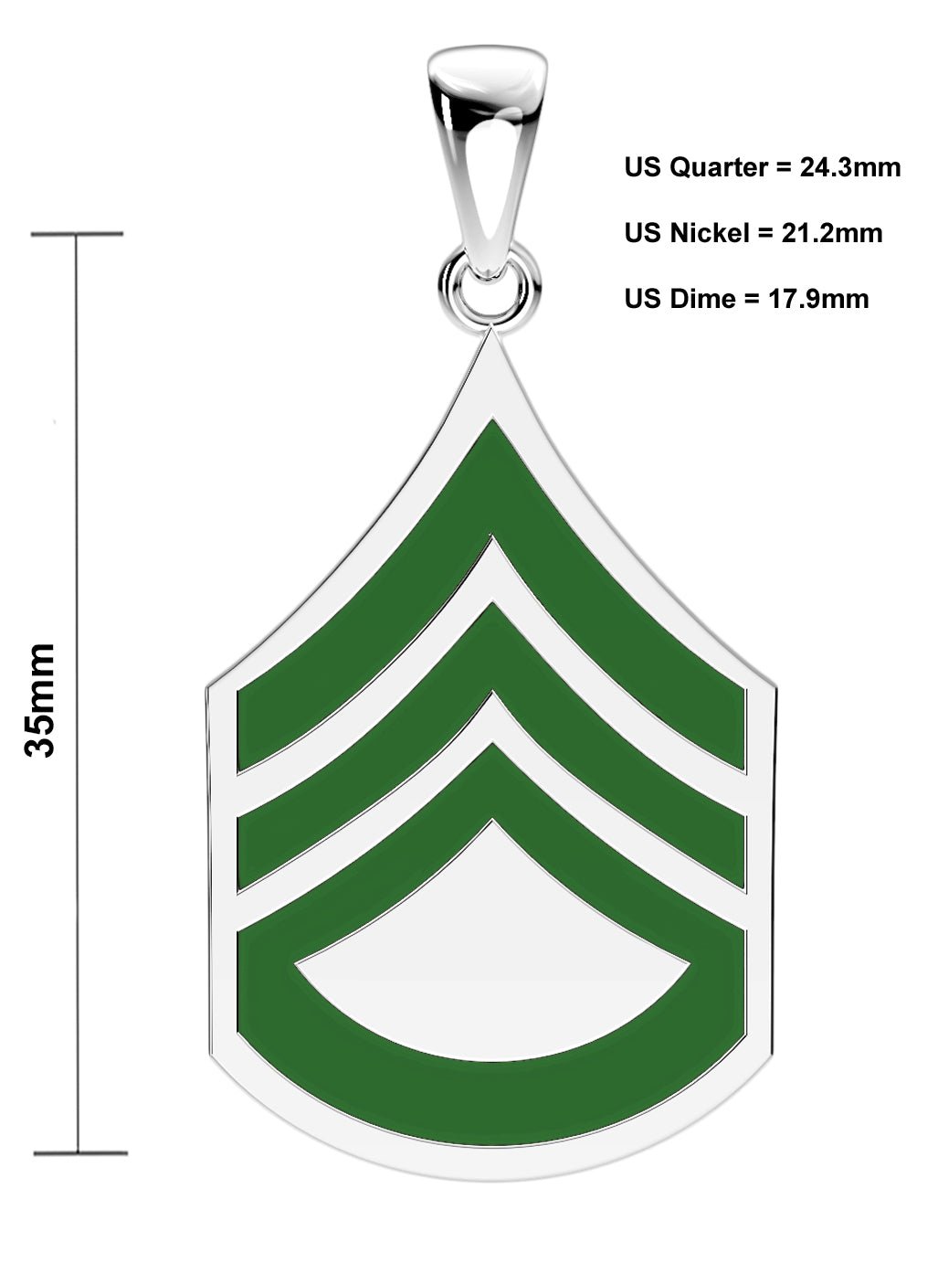 Men's 925 Sterling Silver US Army Staff Sergeant Rank Pendant - US Jewels
