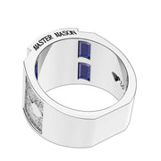 Men's Blue Lodge 10K or 14K White Sapphire Freemason Masonic Ring - US Jewels