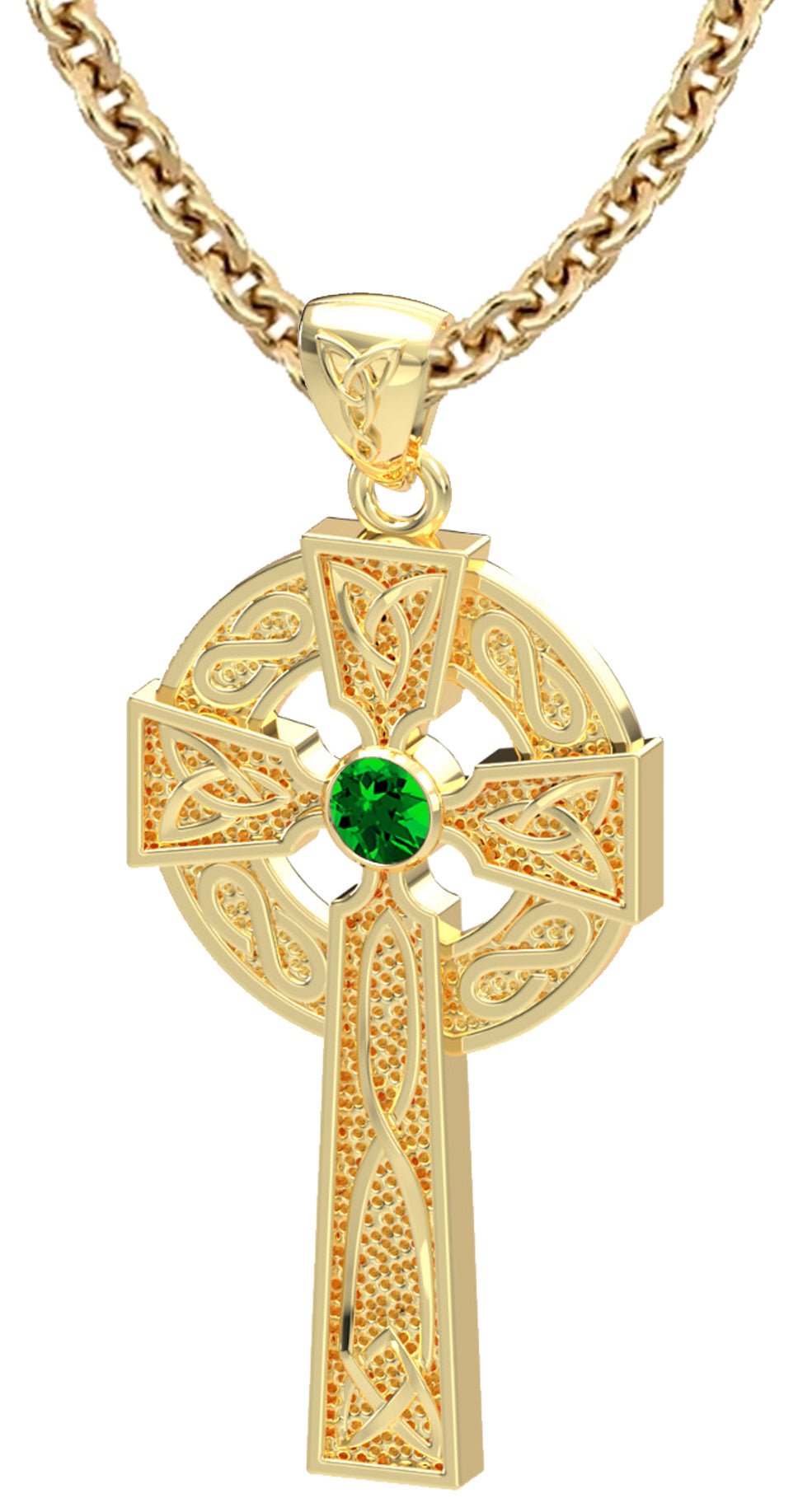 Men's Celtic Knot Cross Pendant Necklace with 15 Birthstones, 39mm - US Jewels