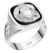 Men's Customizable Solid Back 10K or 14k Yellow and White Gold Masonic Rings - US Jewels