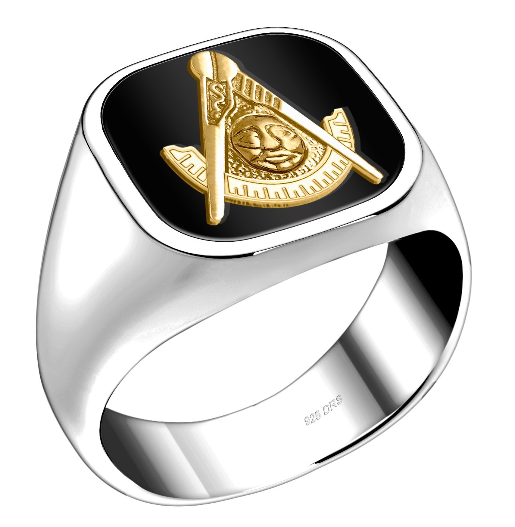 10K Yellow Gold Oval Red Spinel Masonic Ring - Howard's DC