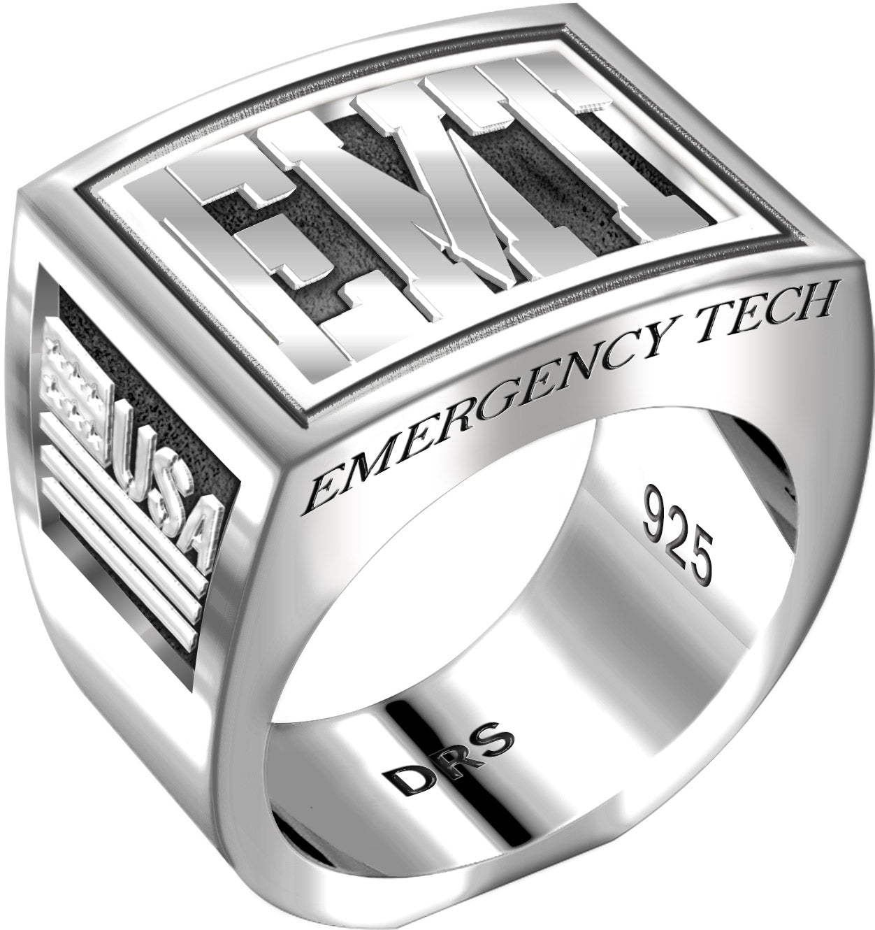 Men's Heavy 925 Sterling Silver EMT Ring Band - US Jewels