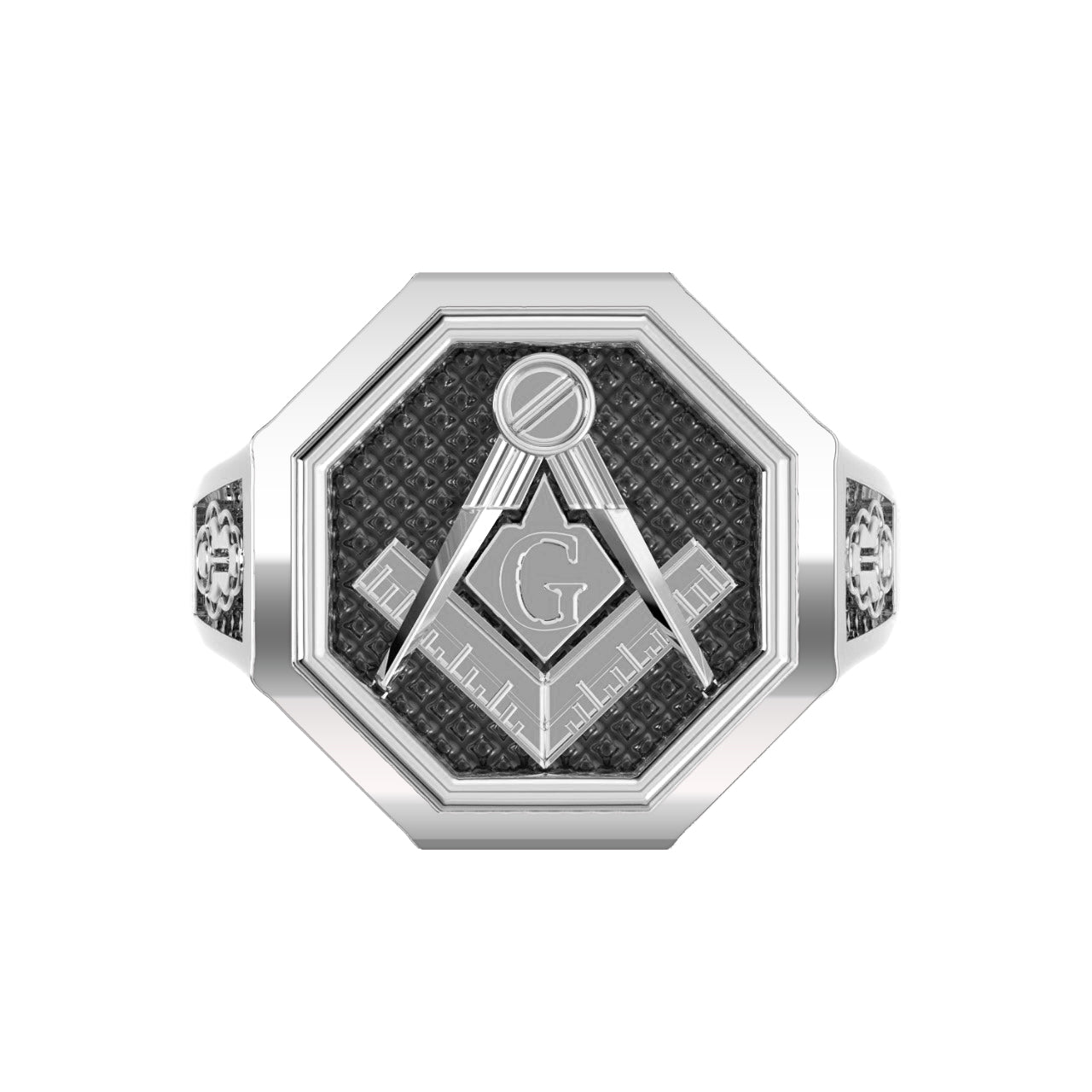 Men's Heavy 925 Sterling Silver Freemason Master Mason Octagon Ring - US Jewels