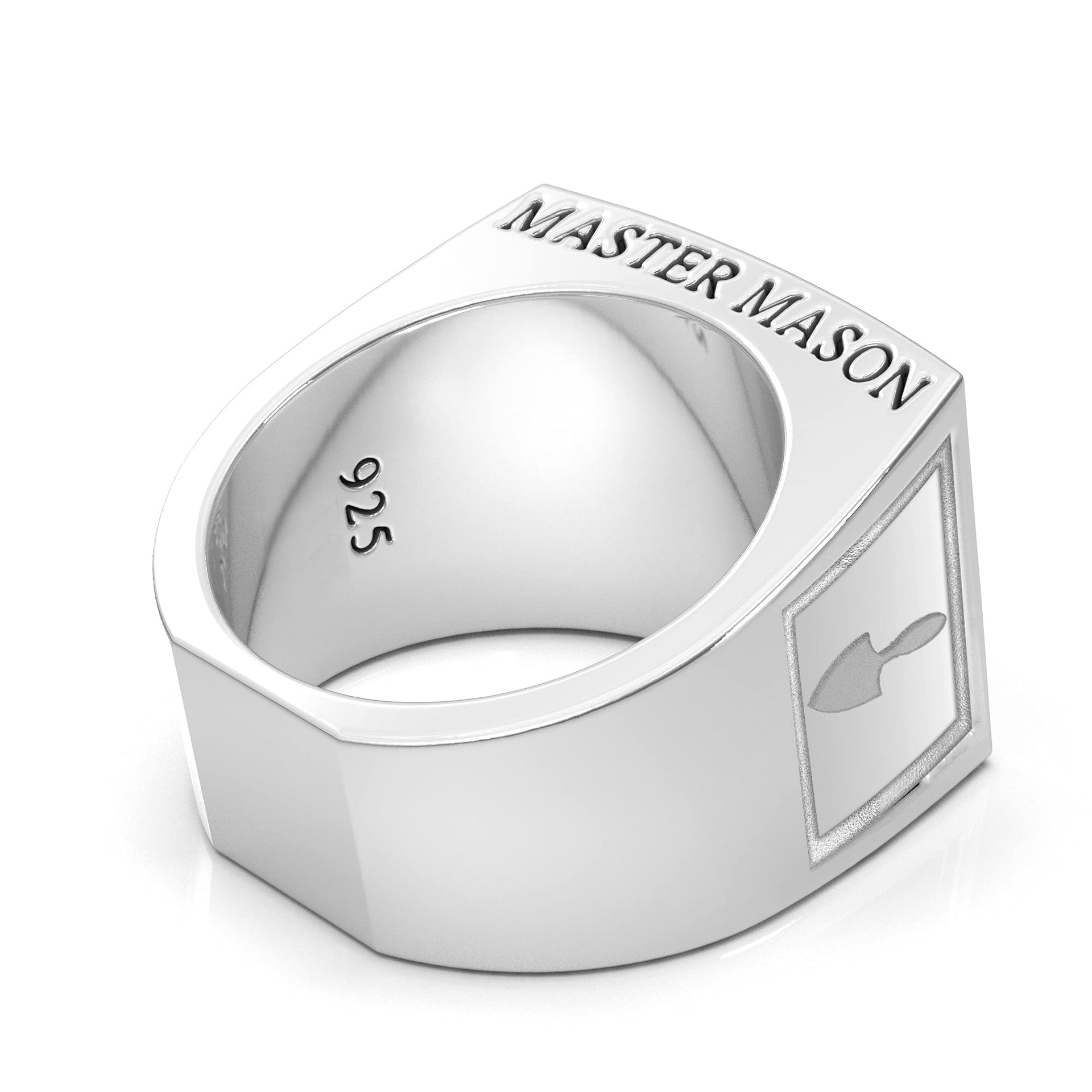 Men's Heavy 925 Sterling Silver Freemason Master Mason Ring Band - US Jewels