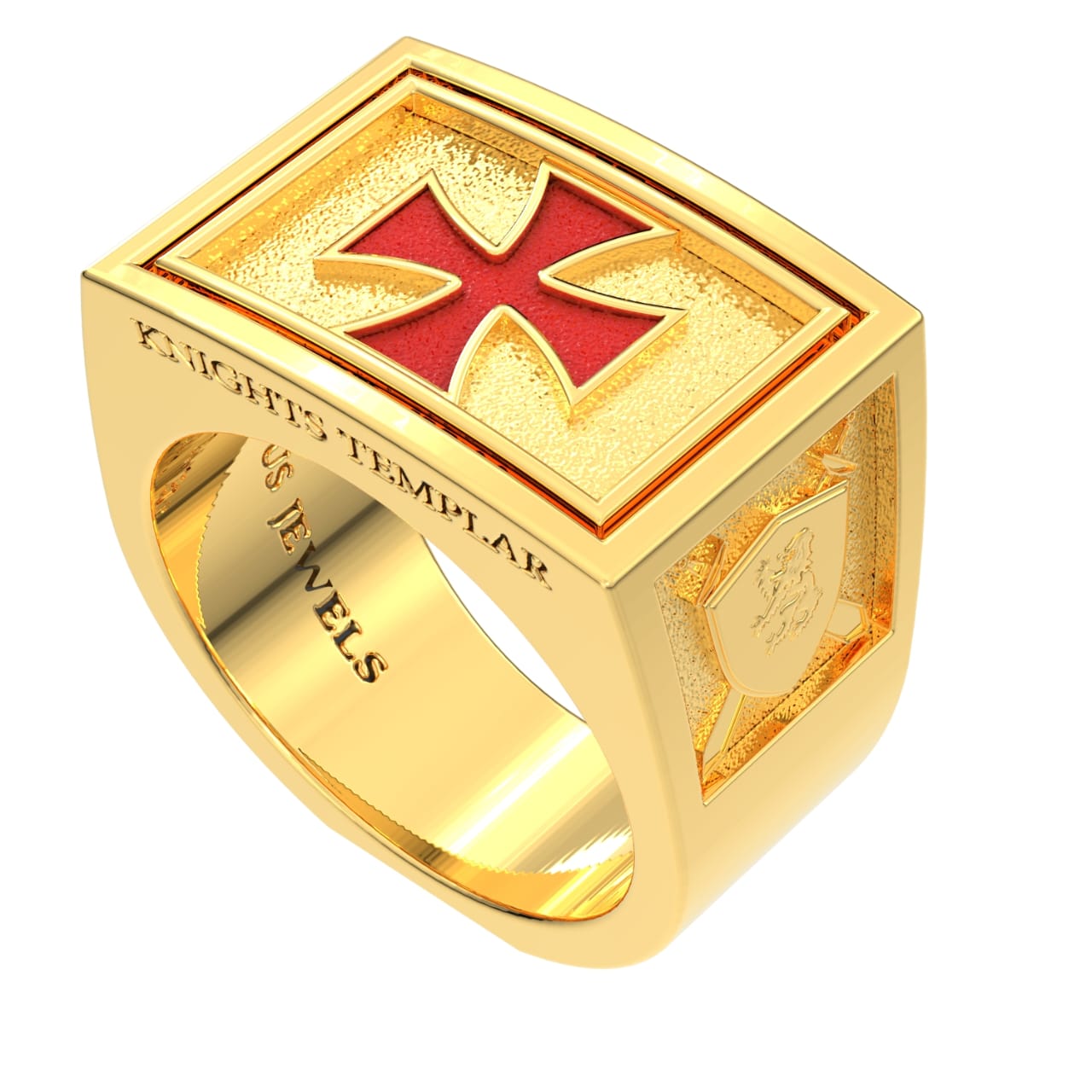 Men's Heavy Solid 10K or 14K Yellow Gold Knights Templar Ring Band - US Jewels