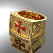 Men's Heavy Solid 10K or 14K Yellow Gold Knights Templar Ring Band - US Jewels