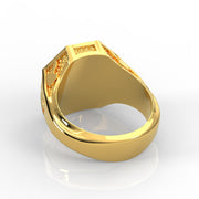 Men's Heavy Solid 10K or 14K Yellow Gold Octagon Master Mason Ring Band - US Jewels