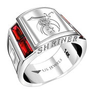 Men's Heavy Solid 10K or 14K Yellow Gold or White Gold Freemason Shriner Ring Band - US Jewels