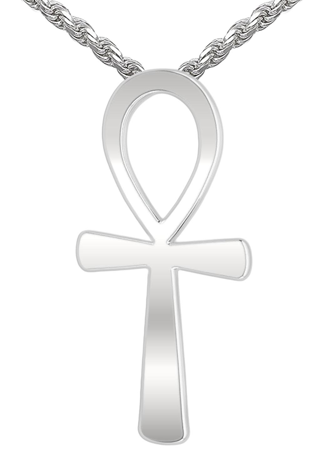 Men's Large 2 5/16in 925 Sterling Silver Ankh Egyptian Life Symbol Pendant - US Jewels