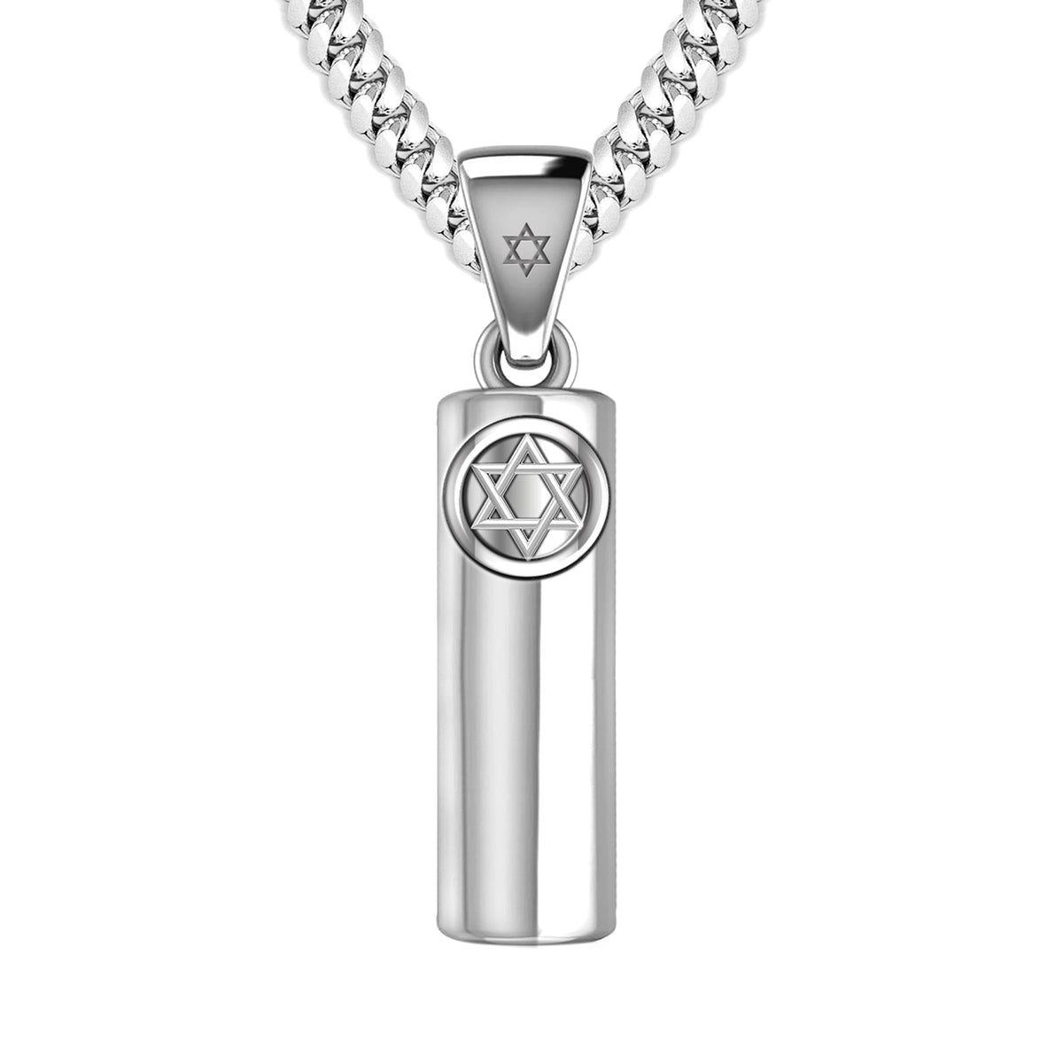 925 Sterling Silver MESSIANIC Symbol MEZUZAH PENDANT Menorah Star of
