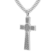 Men's Large 925 Sterling Silver Celtic Cross Pendant Necklace, 43mm - US Jewels