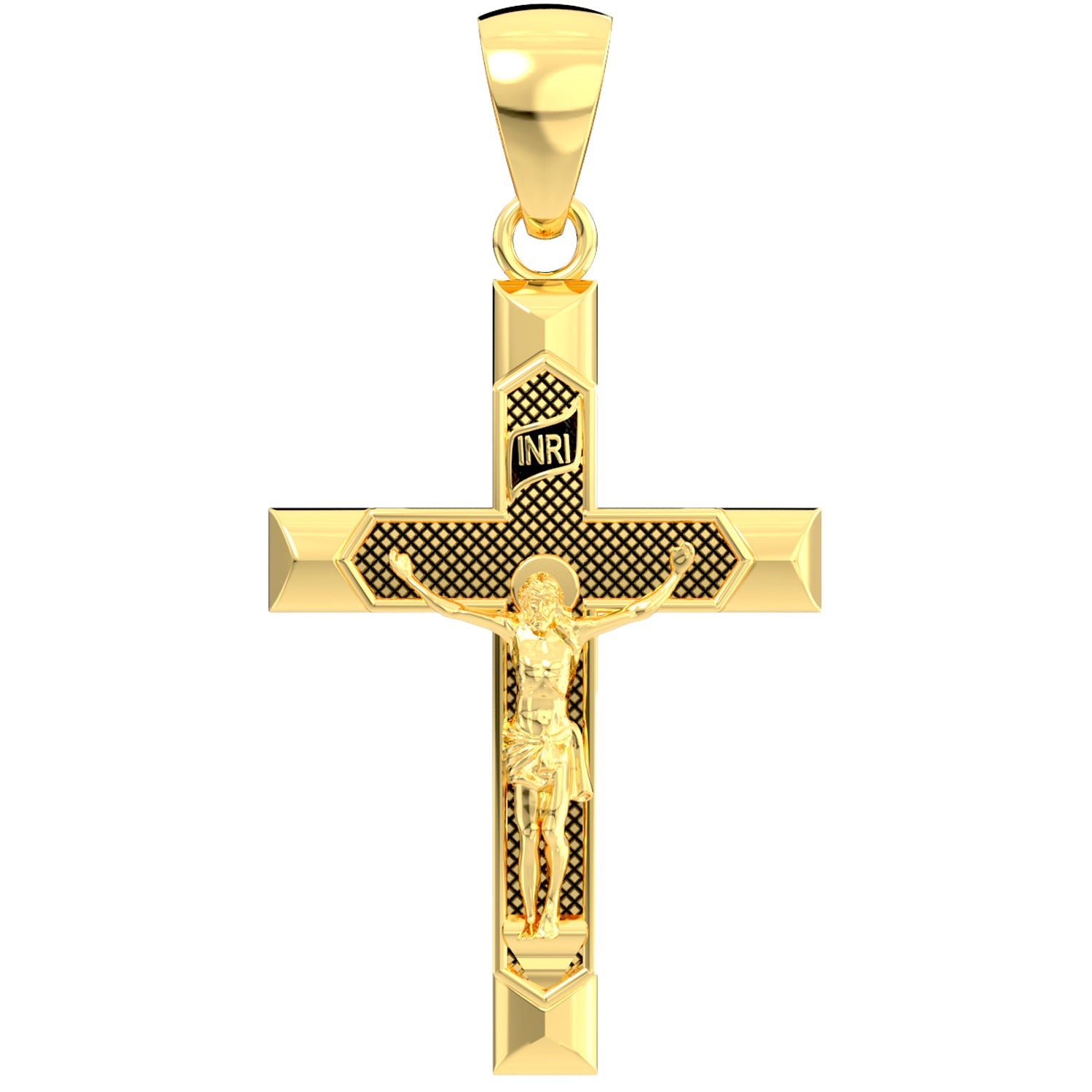 14k Gold Crucifix Necklaces For Guys Real 14k Yellow White Gold