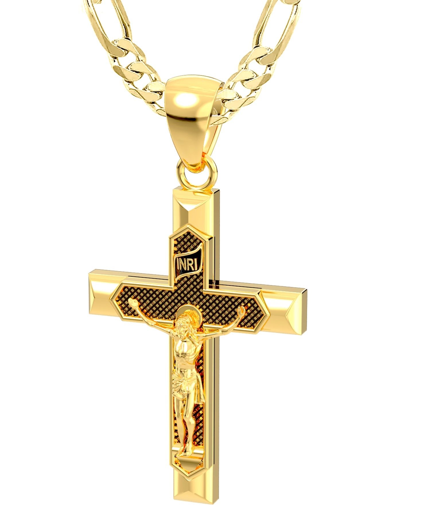 Gold crucifix deals pendant necklace