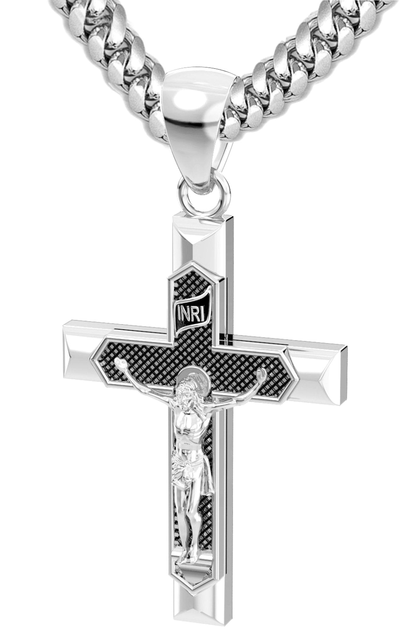 Byzantine Christian Orthodox Crucifix Jesus Cross Russian Greek 925 Sterling  Silver Pendant Men 0223