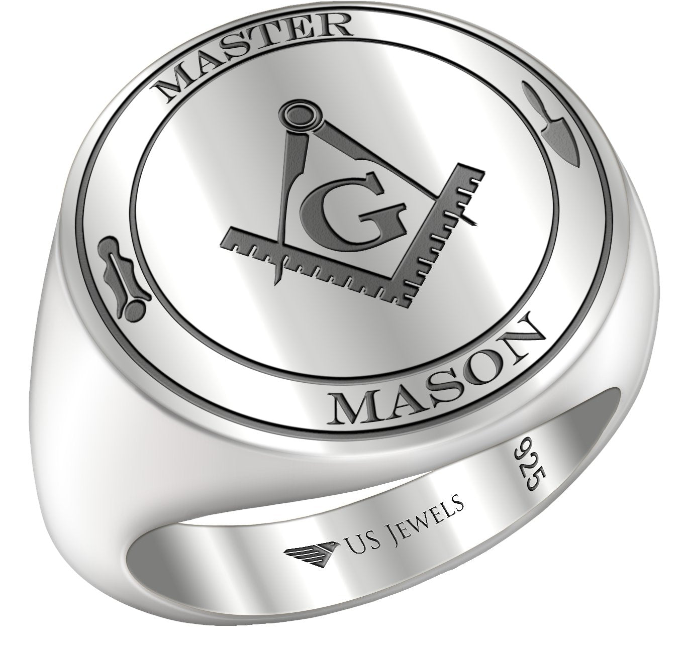 Men's Master Mason 925 Sterling Silver Freemason Masonic Ring - US Jewels