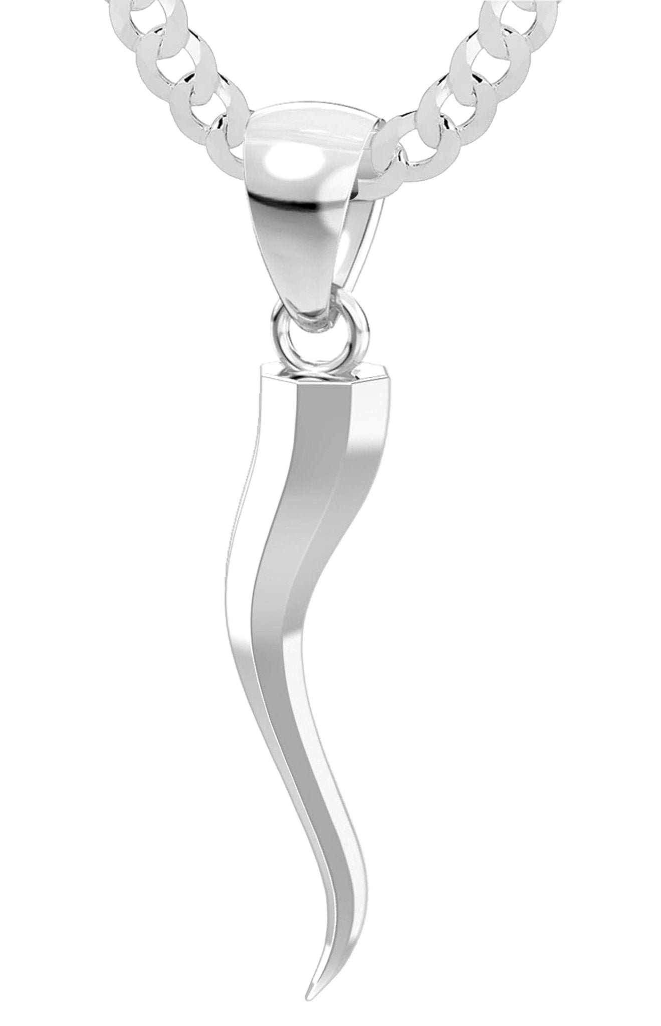 NNPRO Italian Horn Shape Charm Good Luck Silver Pendant For Men And Women  Sterling Silver Stainless Steel Locket