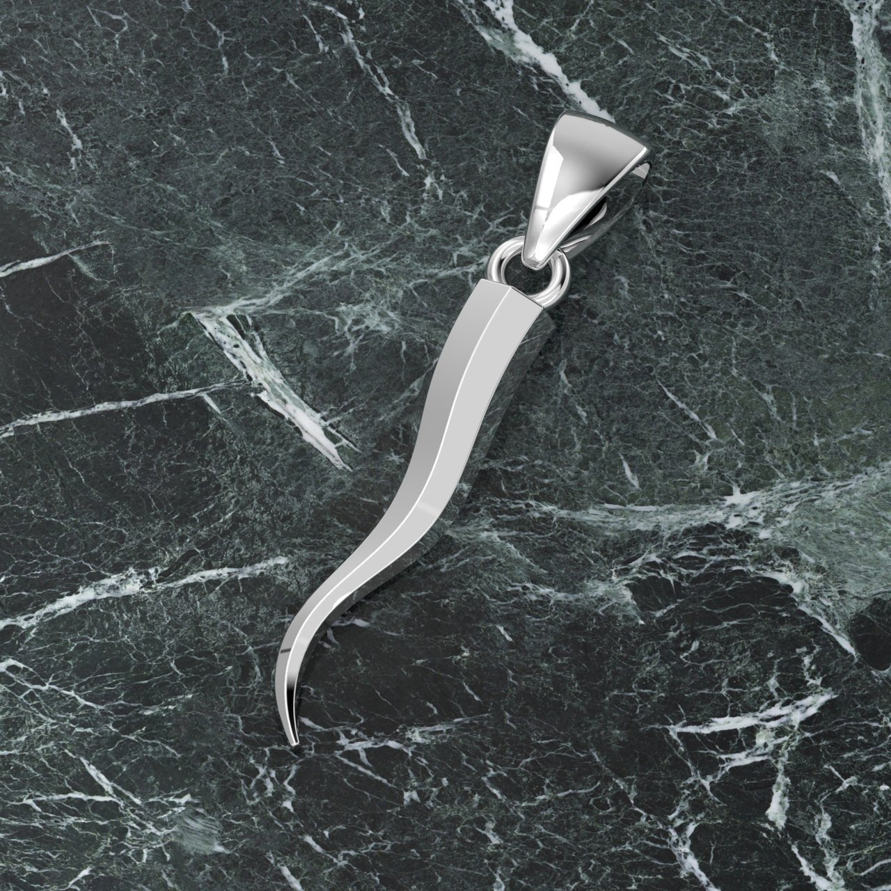 Mens silver italian horn necklace hot sale