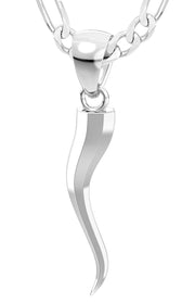 Men's Octagon 925 Sterling Silver Italian Horn Cornicello Amulet Pendant Necklace, 28mm - US Jewels