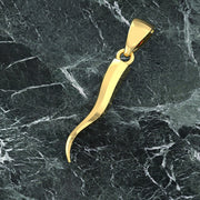 Men's Octagon Solid 14k Italian Horn Cornicello Amulet Pendant Necklace, 30mm - US Jewels