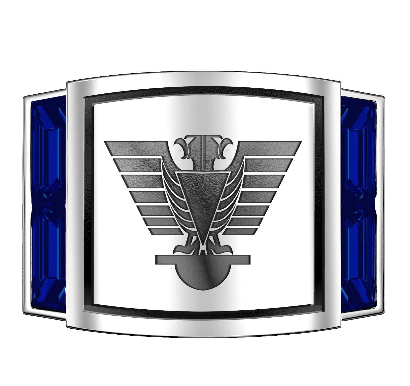 Men's Scottish Rite 925 Sterling Silver Synthetic Sapphire Freemason Masonic Ring - US Jewels