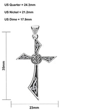 Men's Solid 925 Sterling Silver Modern Style Celtic Cross Pendant Necklace, 35mm - US Jewels