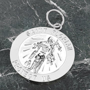 Men's Solid 925 Sterling Silver Saint Florian Polished Pendant Necklace, 25mm - US Jewels