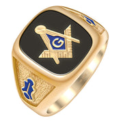 Men's Solid Back 10k or 14k Gold Masonic Ring - US Jewels