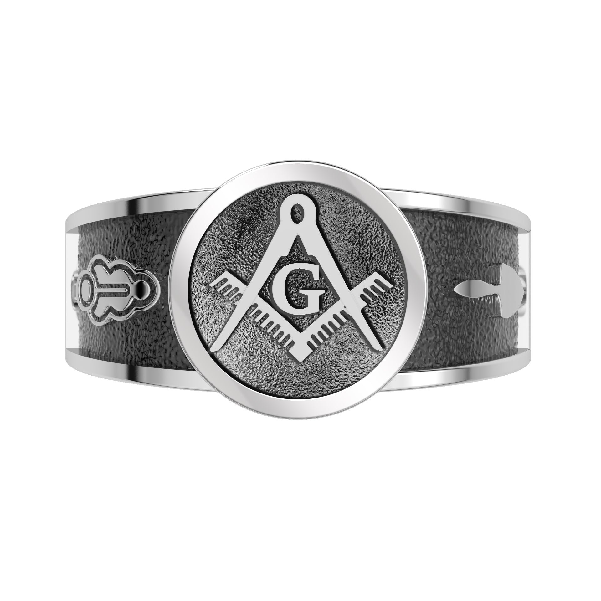 Men's Solid Back 925 Sterling Silver Masonic Blue Lodge Ring - US Jewels