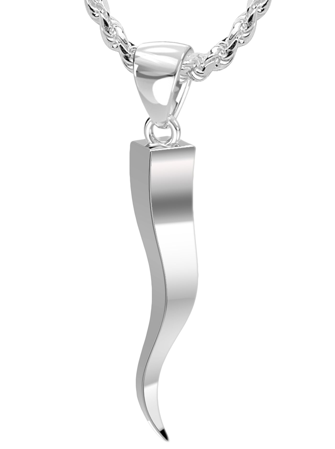 Sterling Silver Men's Italian Horn Necklace with 2 Birthstones | Jewlr