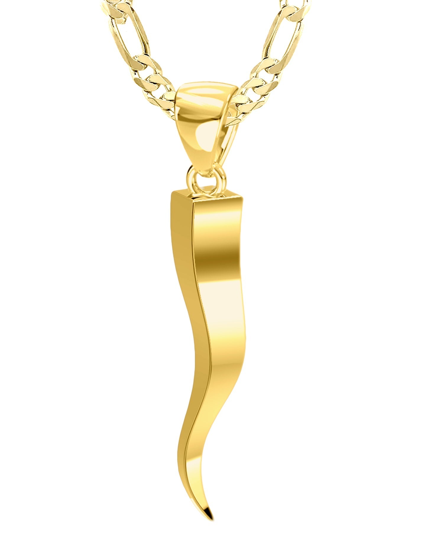 Cornicello Necklace - Men's 14k Gold Italian Horn Pendant