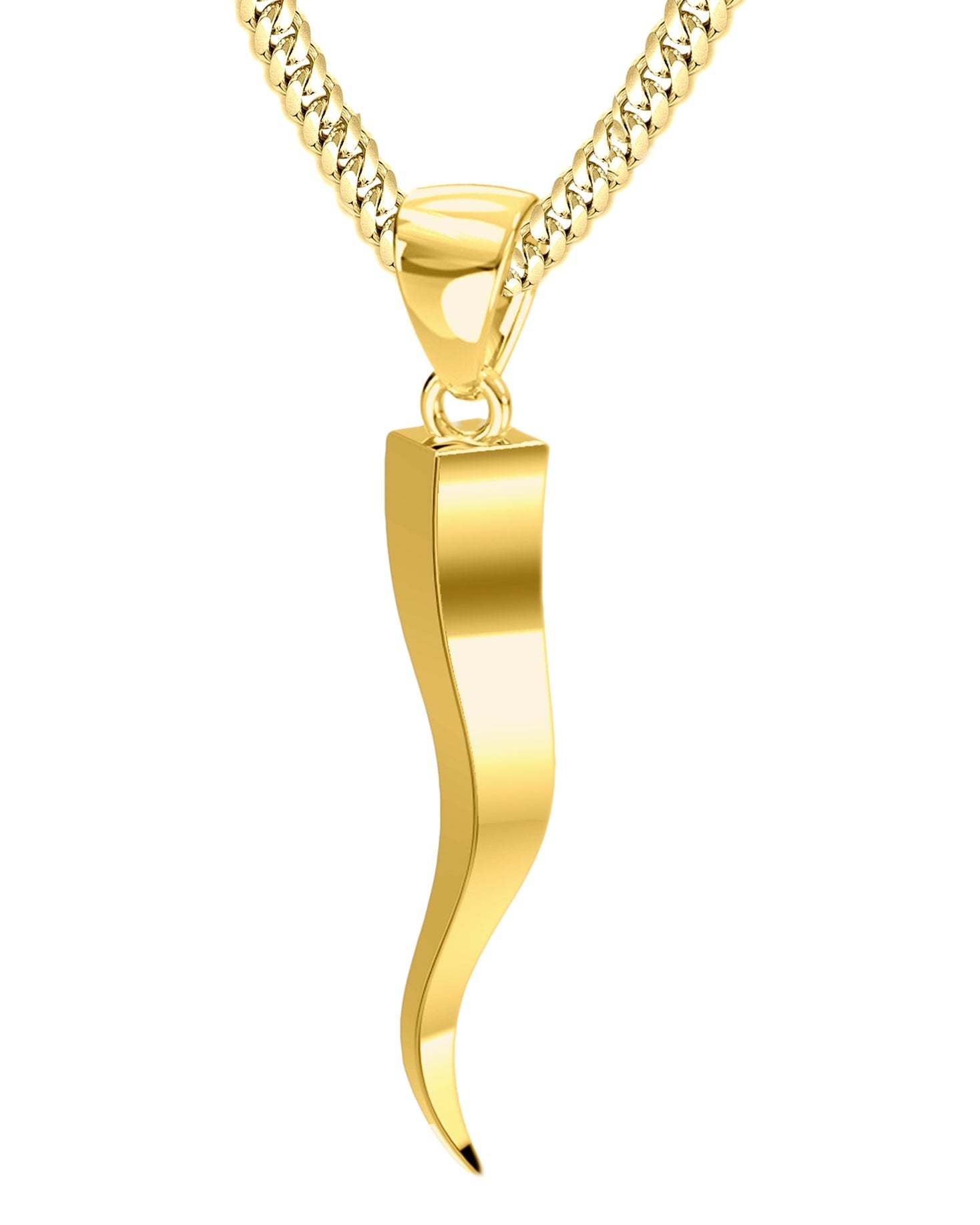 Italian Horn Pendant Necklace 14K White Gold Gold Charm 16, 18, 20 Evil Eye  Protection Good Luck - Etsy